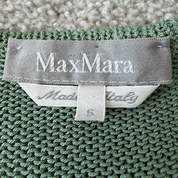 Max Mara Boatneck Sweater Size Small Green Knitting Yarn Italy Beach Coastal - Picture 7 of 11